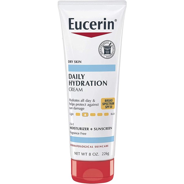Eucerin Daily Hydration Body Cream with SPF 30 - Broad Spectrum Body Lotion for Dry Skin - 8 Oz Tube
