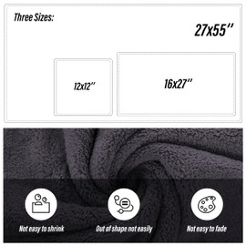 MOONQUEEN Ultra Soft Towel Set-Quick Drying-2 Bath Towels 2 Hand Towels 2 Washcloths - Microfiber Coral Velvet Highly Absorbent Towel for Bath Fitness, Bathroom, Sports, Yoga, Travel(Dark Grey, 6 Pcs)