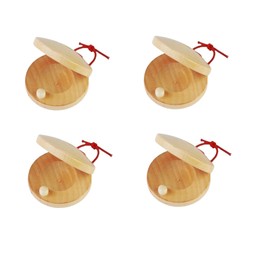 4Pcs Wooden Castanet, Percussion Instrument - 4Pcs Hand Finger Castanets, Wood Castanets Classroom DIY Rhythm Music Musical Instrument