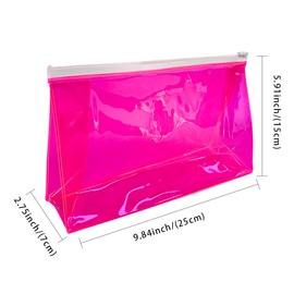 TotePrint 2pcs Pink Fashion Small Glitter Clear Cosmetic Travel Toiletries Bags Shiny Transparent PVC Makeup Pouch Bag for Bathroom Vacation and Organizing (Pink-100)