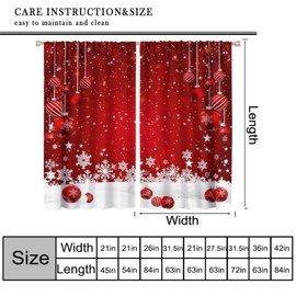 QYUNZS Christmas Curtains Snowflakes Winter Season Theme Art Printed Window Treatment for Bedroom Living Room Decor Fabric 2 Panel W21xL45in