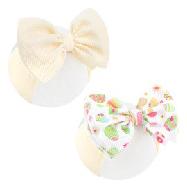 YanJie Easter Large Bows headband Egg Carrots Print Elastic Nylon Easter Bunny Hairbands Easter Hair Accessories Infant Easter Gifts