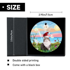 Funny Christmas Ornament 2024-Angel Loving a Siberian Tabby with Christmas Santa Hat Holiday Present Round Xmas Tree Ornament Decor 3 inch with Gift Box