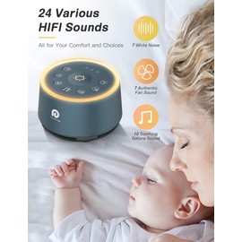 Dreamegg White Noise Machine - Sound Machine for Baby Kid Adult,Noise Machine for Sleeping,Night Light, 24 Soothing Sound,Volume Control,Memory Function, Sleep Therapy for Home Nursery Office, Blue