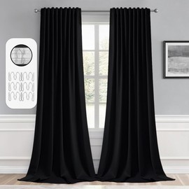 Cortinas opacas MIULEE con pestaña trasera de 267 cm de largo, juego de 2 paneles para sala de estar/recámara, bolsillo para cortinero de Halloween, aisladas térmicamente, cortinas opacas para