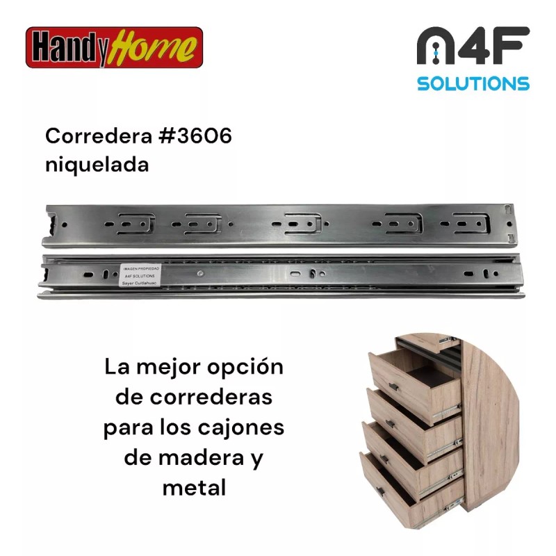 Handyhome Corredera Cajón Handy Home 50cm X 4.5cm 1paquete 2pz