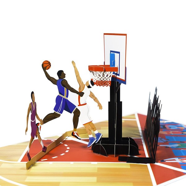 3D Birthday Card, Pop-up Basketball Card, Basketball Game Memory Card,