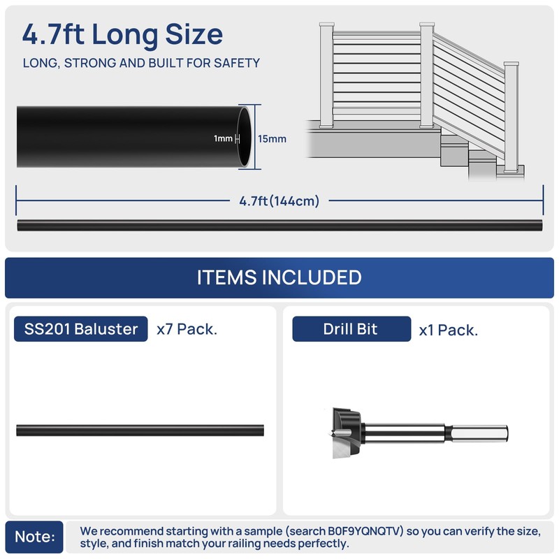 7 Pack 4.7 FT x 19/32 inch T201 Stainless Steel