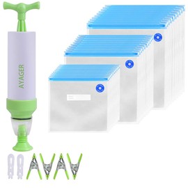 Sous Vide Bags 30 Reusable Vacuum Food Storage Bags for Sous Vide, 3 Sizes Large Sous Vide Bags with Pump, 4 Sous Vide Bag Clips for Food Storage and Chefsteps, Anova, Joule, Wancle Sous Vide Cooking