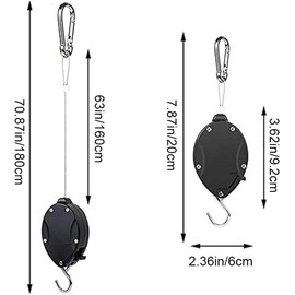 Plant Pulleys for Hanging Basket Plants, 2Pcs Plant Hook Pulley Retractable Plant Wire Pulley Hanging Basket Pulleys,Retractable Hanging Basket Pull Down Hanger Plant Hanging Pulley Plant Hook Pulley