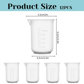 Pack of 12 Transparent Measuring Cups 50 ml Clear Plastic Cups Epoxy Resin Plastic Measuring Cups Precision Measuring Cup with Scale Mark for Laboratory Kitchen Garden Dosing Aid