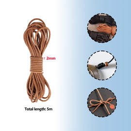 ZoeTekway Pack of 3 Leather Cord Chains, Round 5 m x 2 mm Leather Bands for Chains, Leather Straps Sold by the Metre, for DIY Bracelet, Necklace, Jewellery, Bracelet, Black, Brown and Coffee