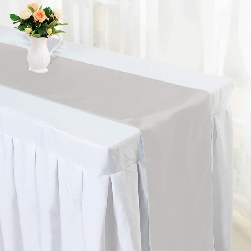 Time to Sparkle 5 Pack Satin Table Runners 12"x108"inch (Silver)