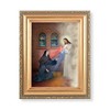 St. Maria Faustina & Divine Mercy Picture, Antique Gold 5-1/2"x7