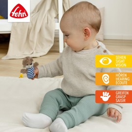 Fehn Mini Rattle Otter - Mini Grasping Toy for Rattling, Feeling, Playing with Cuddly Soft Fabric Animal - A Faithful Companion for Babies and Toddlers from 0+ Months