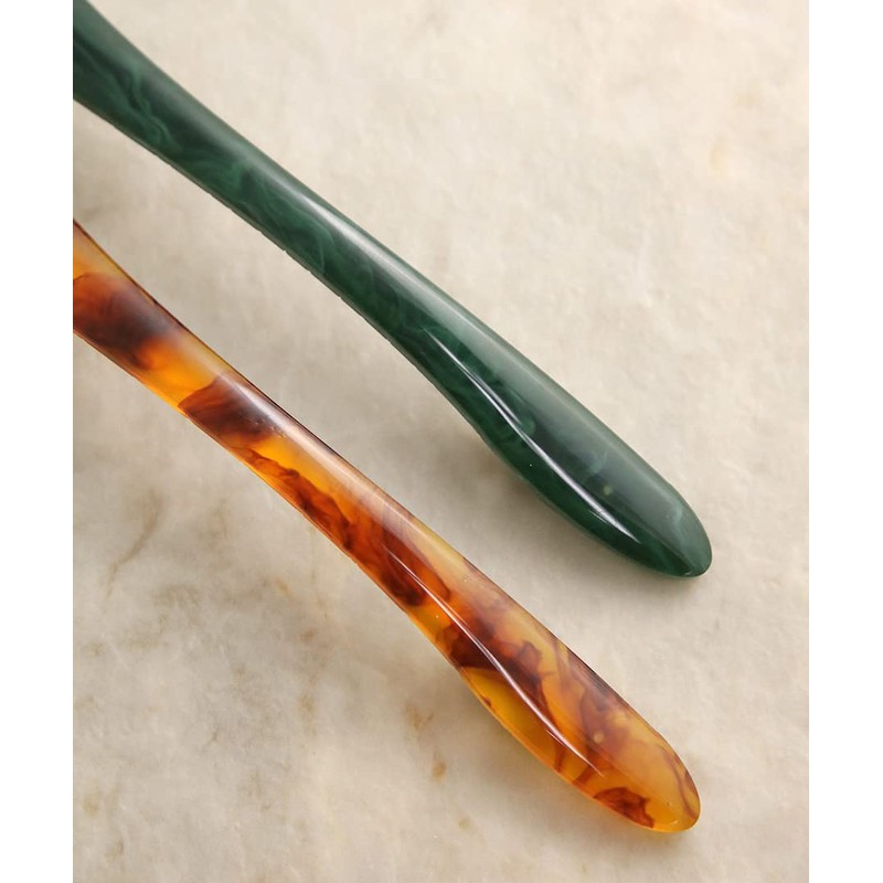 VINGTAINE H7560 Barrette, Long, Thin, Marble Pattern, Tortoise Shell, Hair