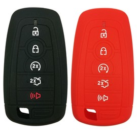 2Pcs Coolbestda Rubber Key Fob Protector Case Holder Cover Skin Jacket for 2018 2019 2020 2021 2022 2023 2024 Ford Bronco Mustang Fusion Raptor F250 F350 F450 F550 Edge Explorer Expedition