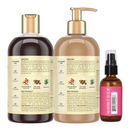 SheaMoisture Strengthen & Restore Shampoo, Conditioner & Leave-In Bundle Jamaican Black Castor Oil 3 Pack to Cleanse & Nourish Dry, Damaged Hair