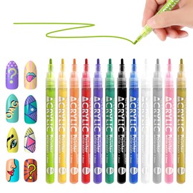 XINGXYUEL 12 Colors Nail Art Graffiti Pens Set 3D Nail Polish Pens Quick Drying Acrylic Paint Nail Art Markers Drawing Painting Pen for DIY Nail Art Design