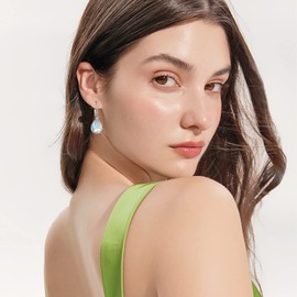 Moonstone Celtic Earring Sterling Silver Teardrop Leverback Dangle Earrings Irish Knot Jewelry Gifts for Women Birthday