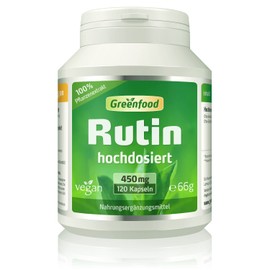 Greenfood Rutin 450 mg High-Dose Vegi Capsules - No Artificial Additives, GMO-Free, Vegan 3076-K120