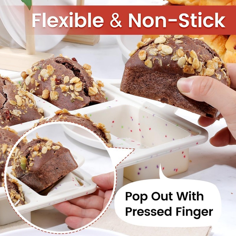 CAKETIME Mini Loaf Pans, Metal Reinforced Frame Silicone Mini Bread