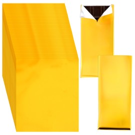 Aeaocvo 300 PCS Chocolate Bar Wrappers Packaging, 7.5 X 6 Inch Gold Aluminum Foil Candy Bar Wrappers, Individual Foil Wrapper for for Food DIY Candies Wrapping Packing