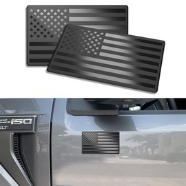 Lyxheth 2PCS Embossed 3D Metal Black American Flag Emblem Decal Stickers, American Flag Car Decal, Matte Flags Stickers, 5" x 3" Patriotic USA Sticker Universal for Car, Truck, Laptop (Black)