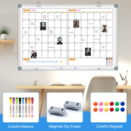 CALENBO 2 Month Magnetic Calendar Whiteboard for Wall, 36 X 24 Inch