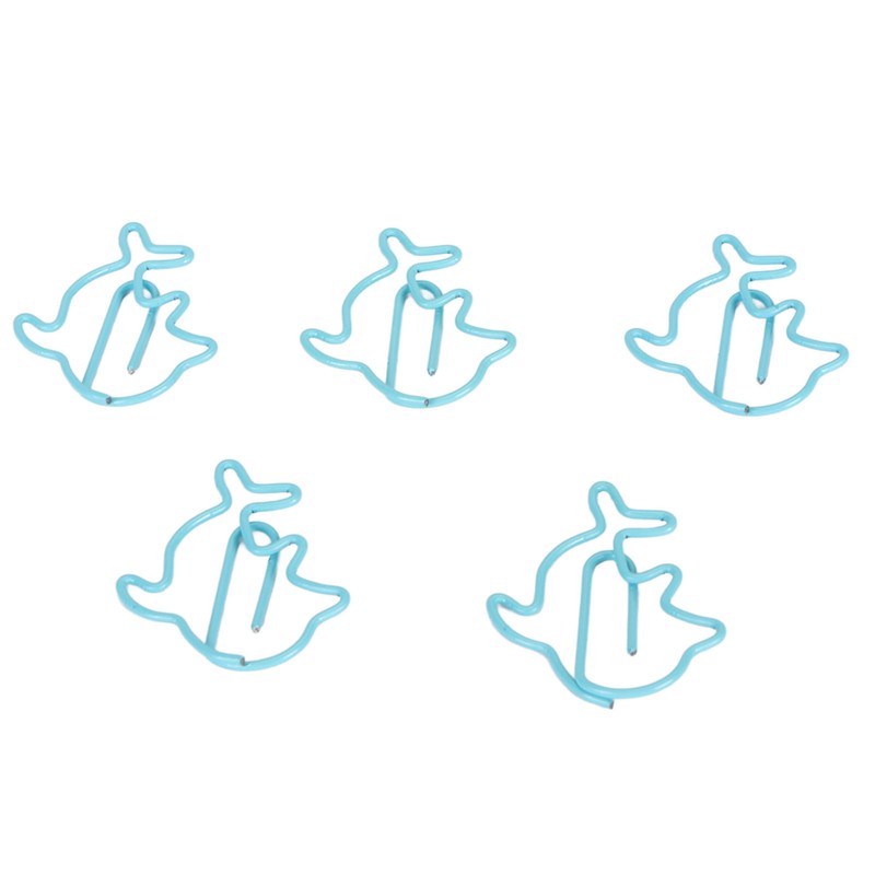 100Pcs Cute Paper Clips Blue Dolphin Style Exquisite Color Strong