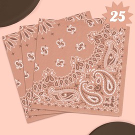xo, Fetti Western Bandana Napkins - 3-ply, 25 pcs | Cowboy Birthday Party Decor, Wild West Favors, Rodeo Baby Shower Supplies, Wild One Yeehaw Bday, Cowgirl Drinkware, Cactus Howdy Tableware