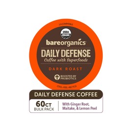 BAREORGANICS DAILY DEFFENSE COFFEE with Superfoods (10 Count Single Serve Cups)