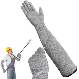 AUTUUCKEE Guard Gloves Gardening, Level 5 Heavy Duty Cut Resistant Gloves With Long Arm Sleeves, Long Gardening Gloves for Work Kitchen(Grey, 55cm)