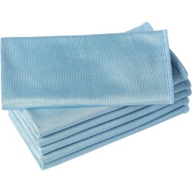 Puomue 6 Pack Microfiber Glass Cleaning Cloth 16"x16" Lint-Free Blue Towels