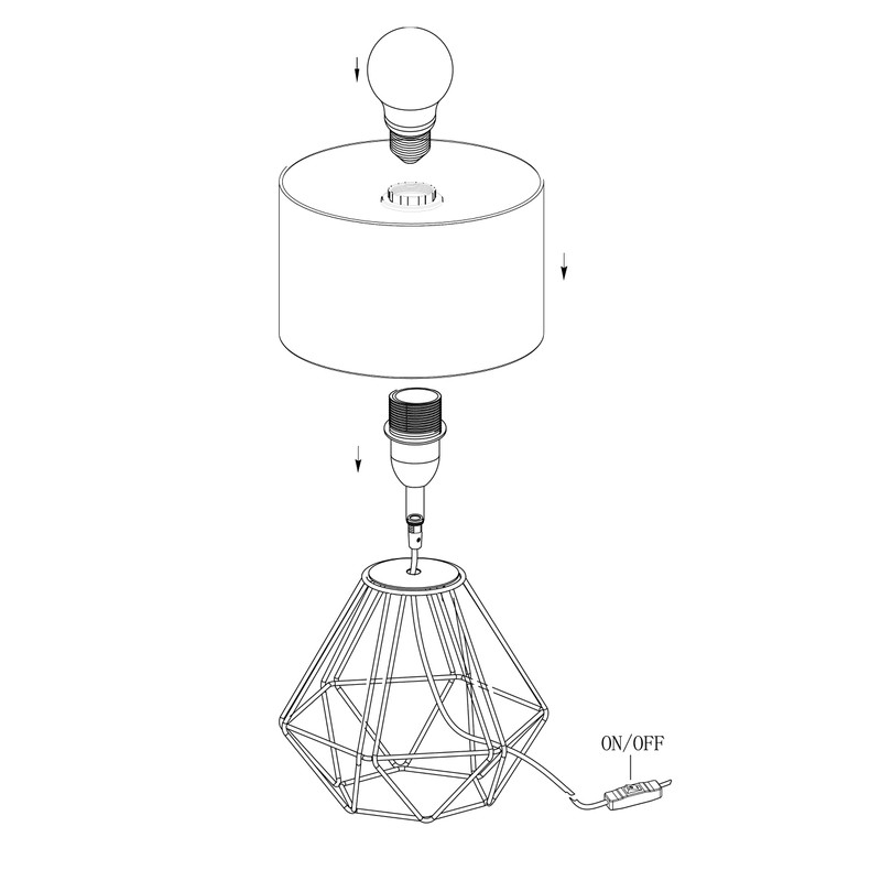 Eglo Carlton 2 Table lamp, 1-Flame Vintage lamp, Bedside lamp