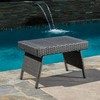 AKDSteel Patio Wicker Side Table, Outdoor Standing Coffee Table, Rattan