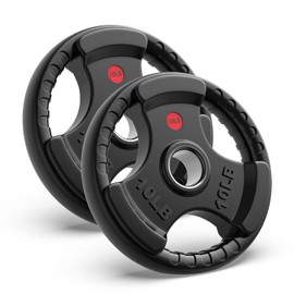 GIKPAL 10lbs Weight Plates, Rubber Olympic Weight Plate in Pairs or Single for Weightlifting, Strength Training, Crossfit, 2-inch Hole, Solid Cast Iron Insert