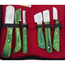 SOI Starry Ocean Inc 6 Pieces Pet Grooming Stripping Knives Grooming Comb Knife Dog & Cat Horse - Green