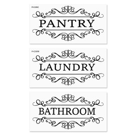 3 Pcs Laundry Room Vinyl Wall Stickers Pantry Bathroom Wall Decal, Vinyl Room Door Art Decal Stickers for Bathroom Living Room, Door Decal Art Signs Wall Sticker for Store Decoration(11.8x5.9inch)