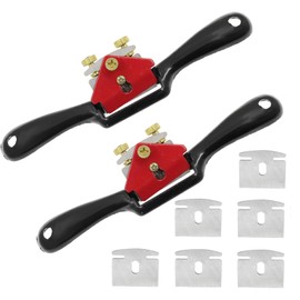 Bonsicoky 2Pcs 8.5" Adjustable SpokeShave with Flat Base and 5 Pcs 2" Replacement Blades, Metal Manual Planers, Woodworking Hand Tools For Craft, Wood Craver
