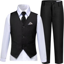 Boys Suit Black Vest Suit Set Dress Pants for Boys Wedding Easter Suits Boys Formal Outfit Dress clohes Size 14