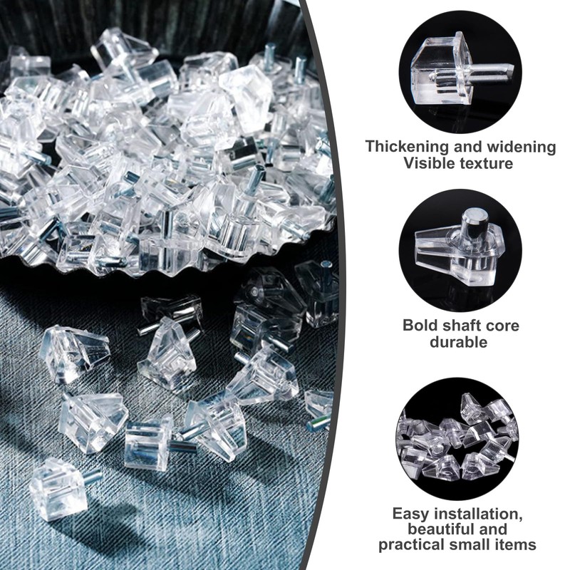 40 Pack 5mm Clear Shelf Support Pegs – Plastic Cabinet