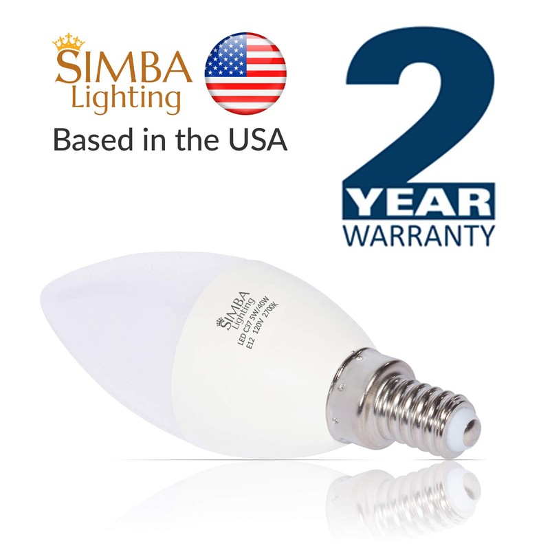 Simba Lighting LED Candelabra Light Bulbs B11 (C37) Candle Shape