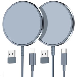 Magnetic Wireless Charger 15W Fast Charger for Cell Phone 17/ Pro Max/17 Pro/17 Air/16/15/14/13/12 Series 2 Pack Charging Pad for AirPods 3/2/Pro 2/Pro Mag-Safe Original Replacement