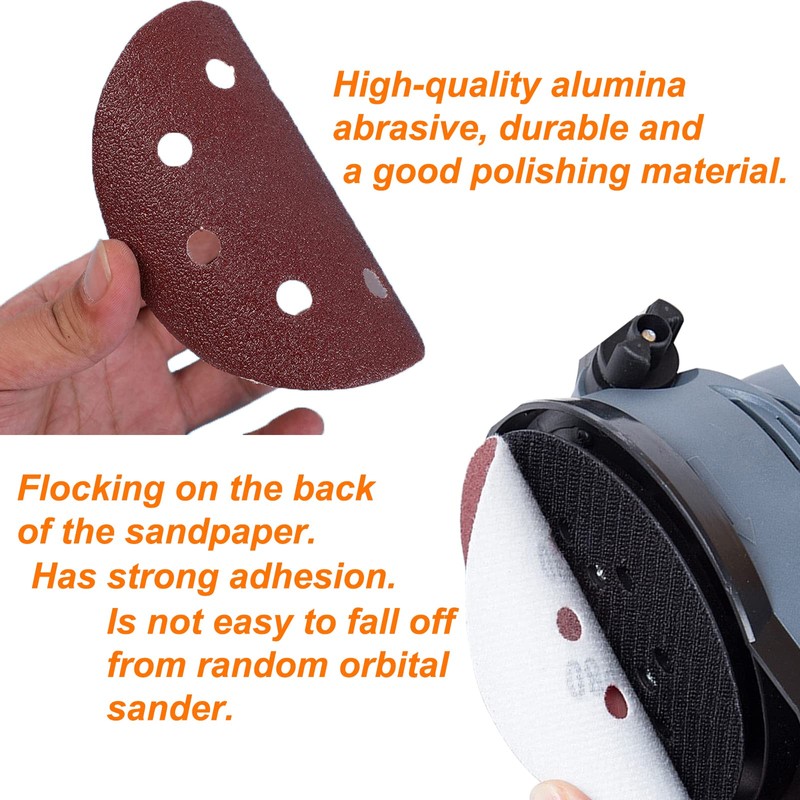 50Pcs 125mm 8 Holes Sanding Discs Pads Sanding Sheets, 5