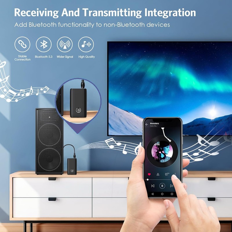 OQIMAX OQIMAX Bluetooth 5.3 Transmitter Receiver, 2-in-1 3.5mm Wireless Bluetooth