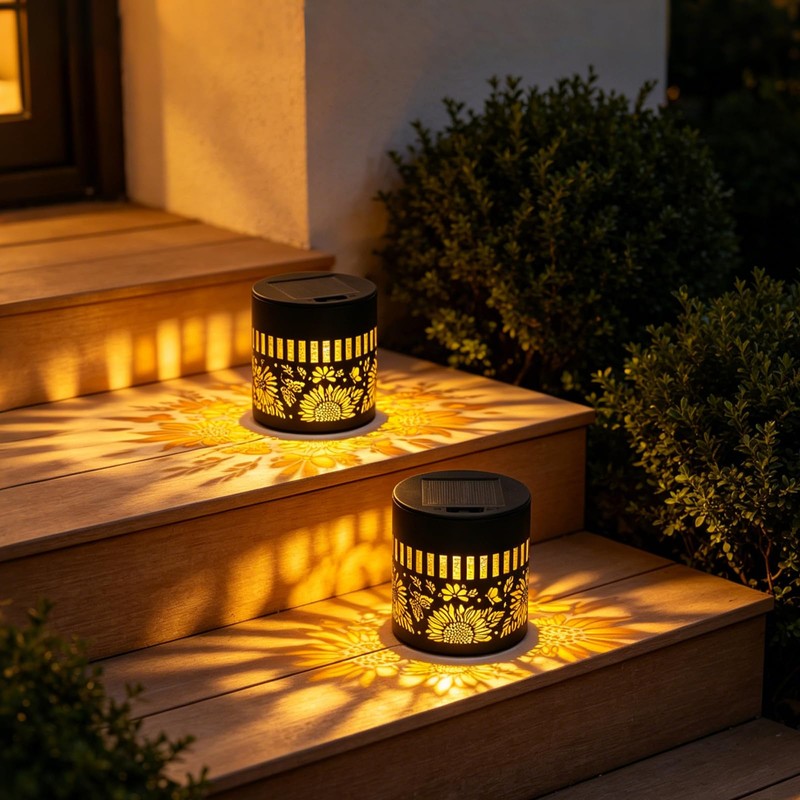 Lumoza 2 PCS Solar Fence Lights Outdoor, Metal Solar Powered