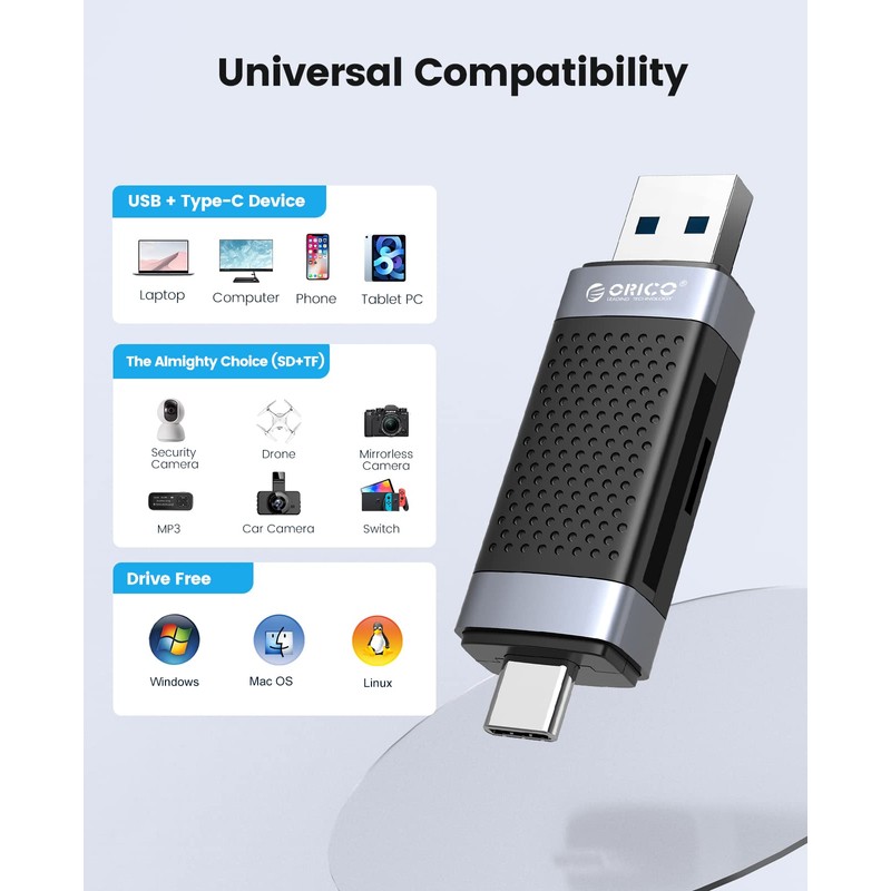 SD Card Reader, ORICO USB 2.0 Card Adapter Portable 2