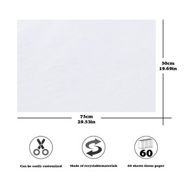 Anstore Tissue Paper 60 Sheets 50 x 75 cm Tracing Paper White Craft Paper for Crafts and Decoration for Birthday Wedding Christmas 17 gm