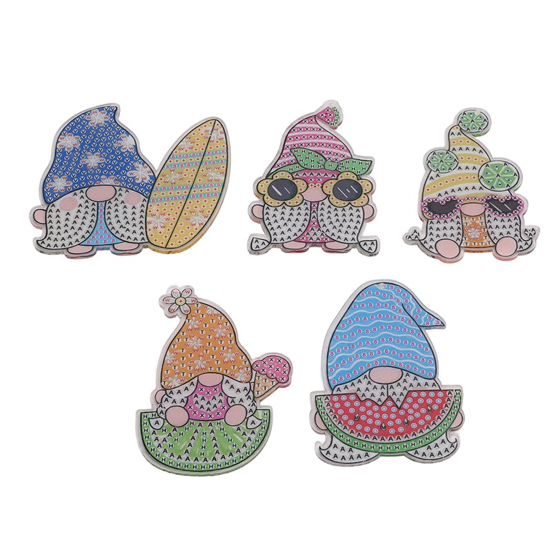 DIY Rhinestone Painting Keychains Cute Dwarfs Shape Stress Relief Improve